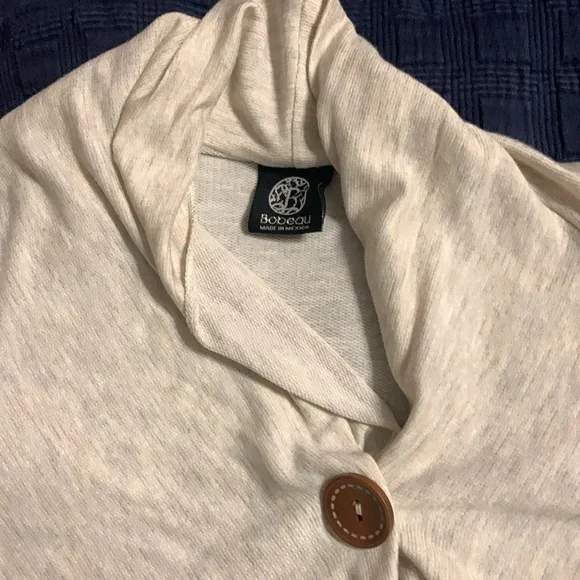 Bobeau Womens Cardigan Gray Heathered Single Button Wrap Long Sleeve Sz S - Picture 2 of 4